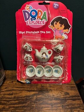 Vintage Dora the Explorer 10pc Porcelain Tea Set - Pink & White NWT